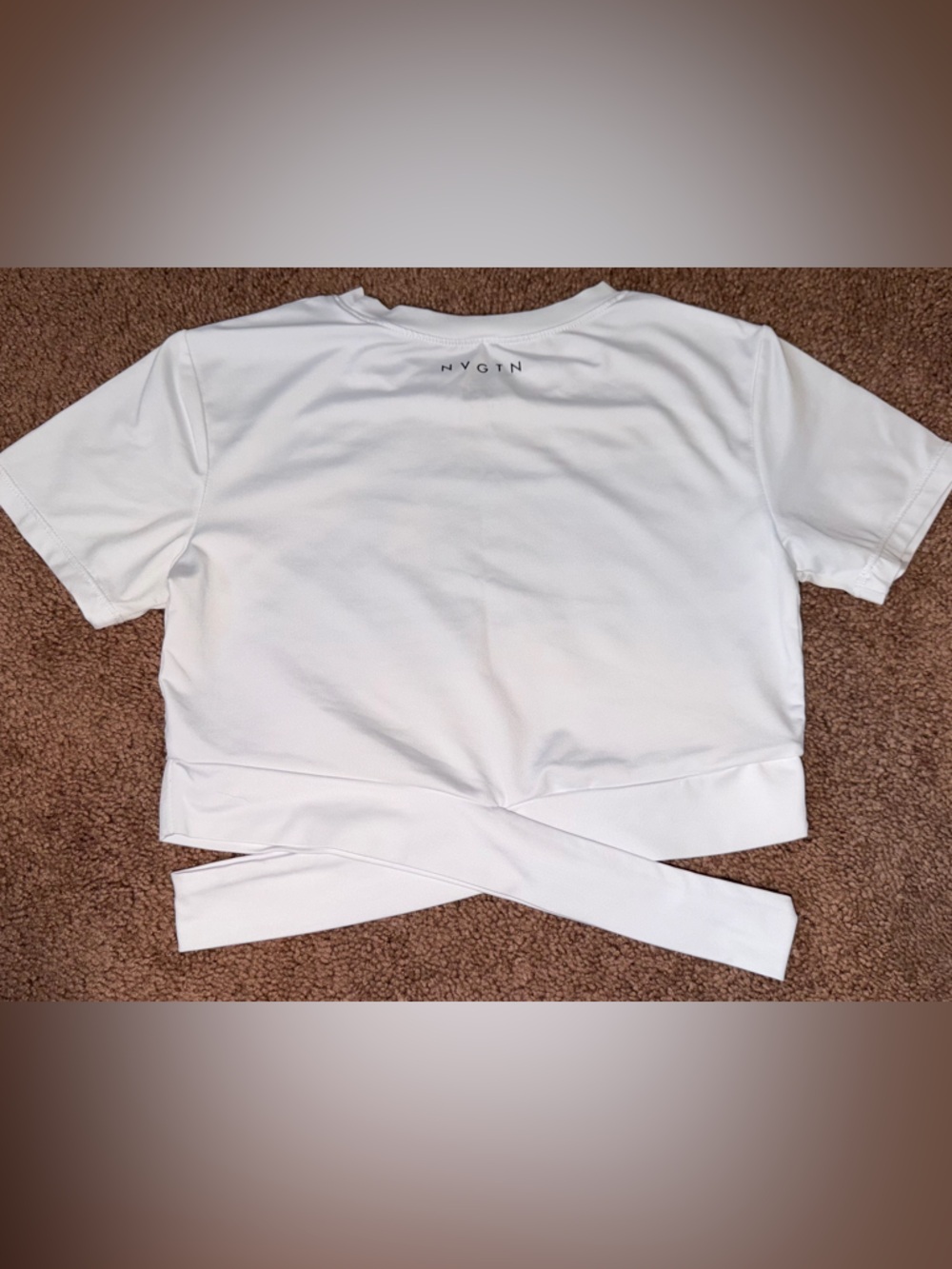 NVGTN White Short Sleeve Criss Cross Back Crop Top